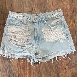 Good American Light Blue Ripped Jean Shorts